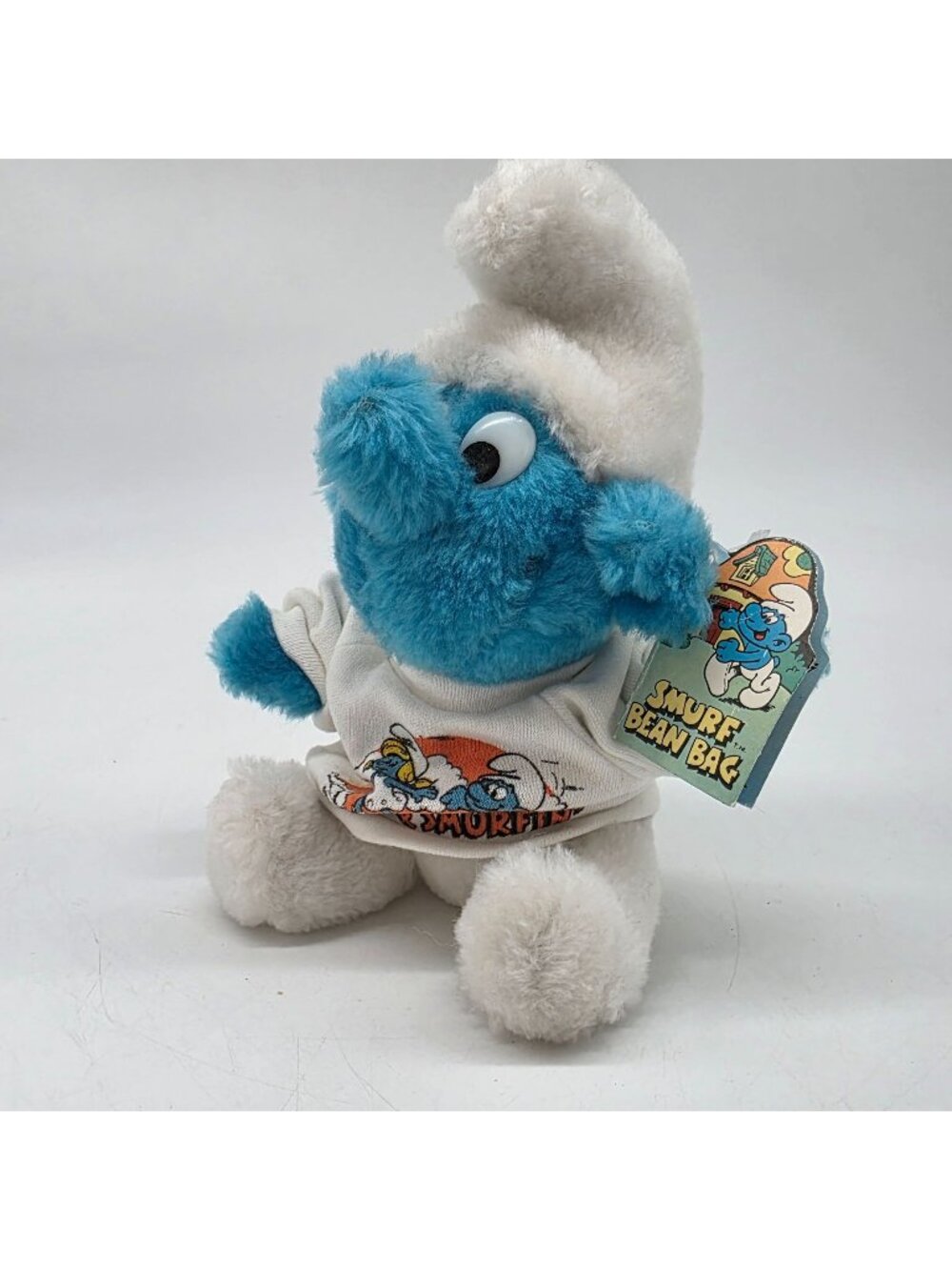 Smurf Bean Bag Plush Toy 1980 Wallace Berrie Schleich Roller Smurfin Shirt